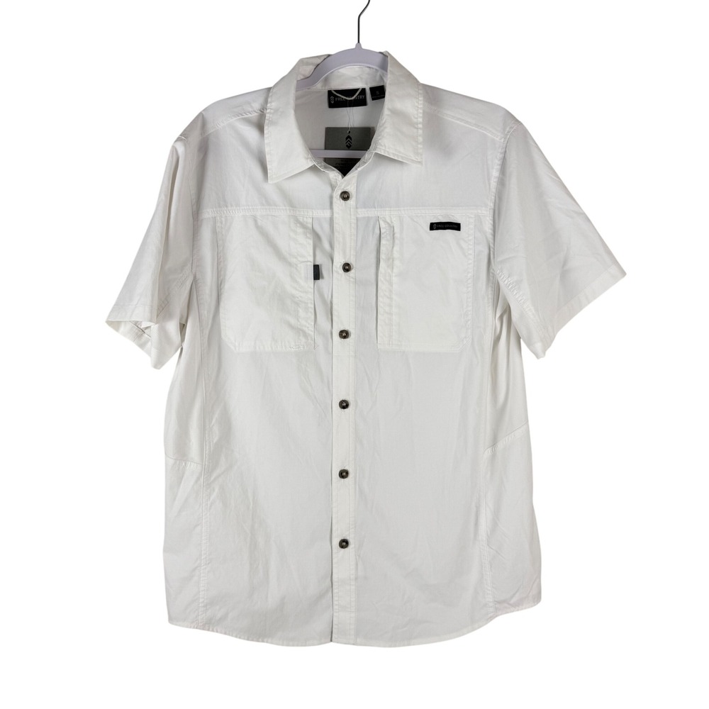 NWT Free Country Mens Acadia Short Sleeve Shirt Size Small‎ White Quick Dry